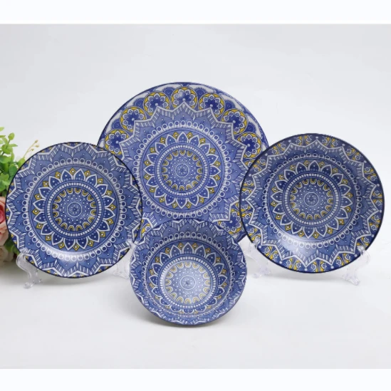 Set Llestri Cinio Porslen Mandala Decal Glas