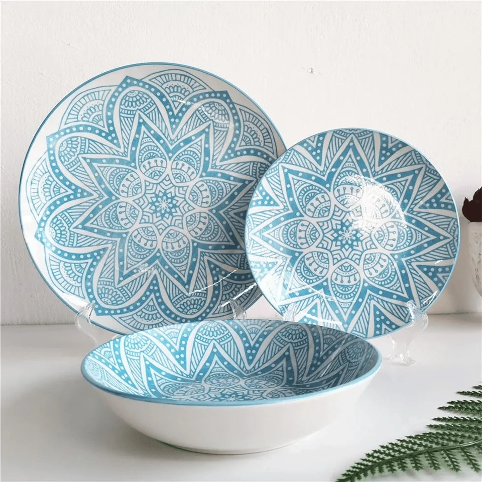 Poeth-yn gwerthu Pad Printing Ceramic Tableware Set
