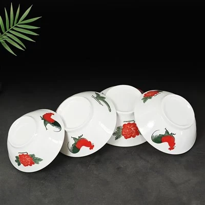 Cyfres Rooster Bowl Decal Ceramig