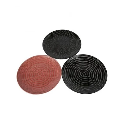 Platiau Ceramig Du a Choch Boglynnog Troellog